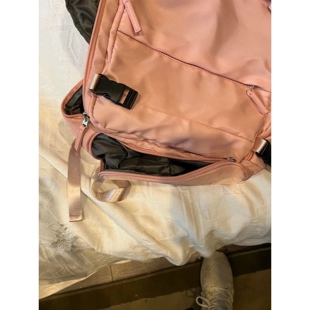 Pink Clamshell Padded Computer Backpack - Picture 2 of 5